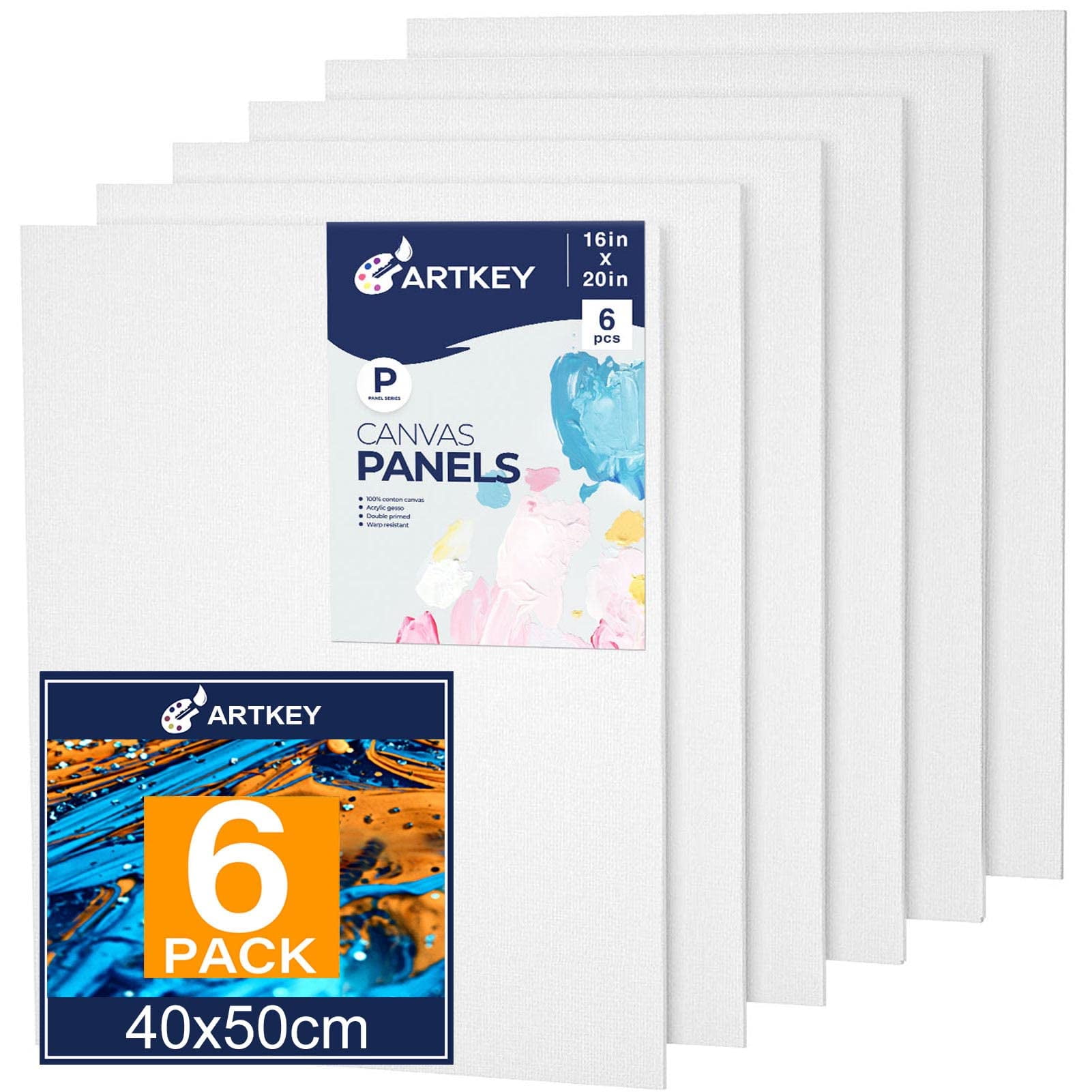 Artkey Canvas Panels 28x36cm 12-Pack, 300 GSM Triple Primed Acid-Free 100% Cotton Paint Canvas for Painting, Blank Flat Canvas Board for Acrylics Oil