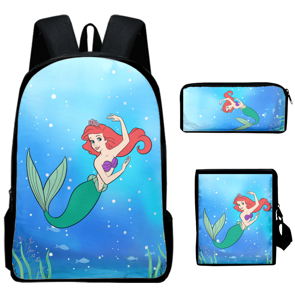 Fnyko Backpack 3PCS Set The Little Mermaid Backpack 3D Print Travel