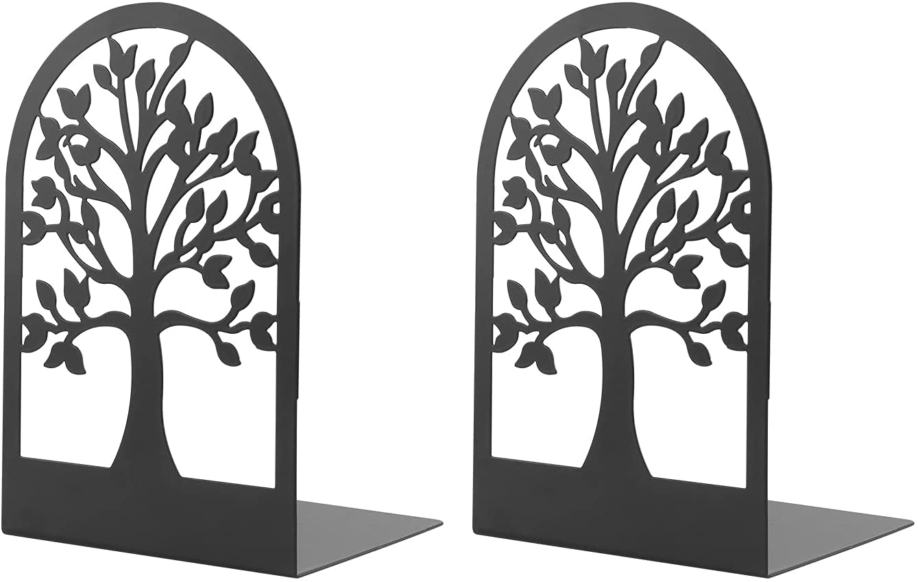 Metal Book Ends, MSDADA Desk Bookends Heavy Duty, Book Ends Holder for