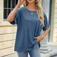 thumbnail image 5 of Summer Tops for Women 2024 Clearance! Mgmyaa Women T-Shirts Plus Size Crew Neck Short Sleeve Tops Funny Fashion Solid Color Fit Casual Tees, 5 of 7