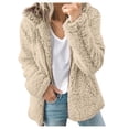 thumbnail image 2 of Sanbonepd Womens Fleece Jacket Ladies Warm Coat Fall Winter O-neck Solid Long Outerwear, 2 of 6