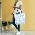 thumbnail image 4 of FORMRS Womens Canvas Tote Bag with Zipper Inner Pocket Shoulder Handbag, Blue Butterfly, 4 of 7