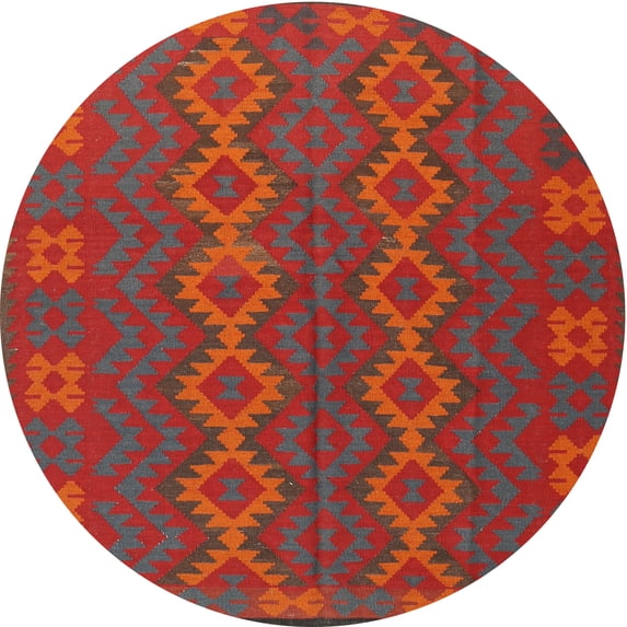 Ahgly Company Machine Washable Indoor Round Traditional Chestnut Brown Area Rugs, 4' Round