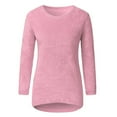 thumbnail image 4 of Hpapadks Oversized Sweaters for Women Round Neck Long Sleeve Comfortable Solid Color Knit Sweaters Top Womens Sweater Pink L, 4 of 7