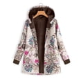 thumbnail image 1 of Chaqueta de algodón de felpa gruesa con capucha y manga larga para mujer con estampado floral retro, sudadera con capucha de talla grande, 1 of 6