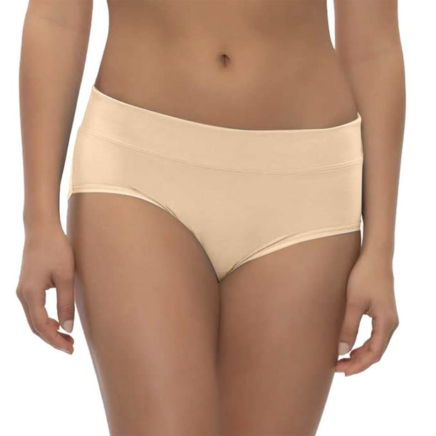 Gibobby Ropa Interior para Mujer Bragas algodón cintura media tamaño, parte inferior algodón, ropa interior mujer color sólido(Beige, L)