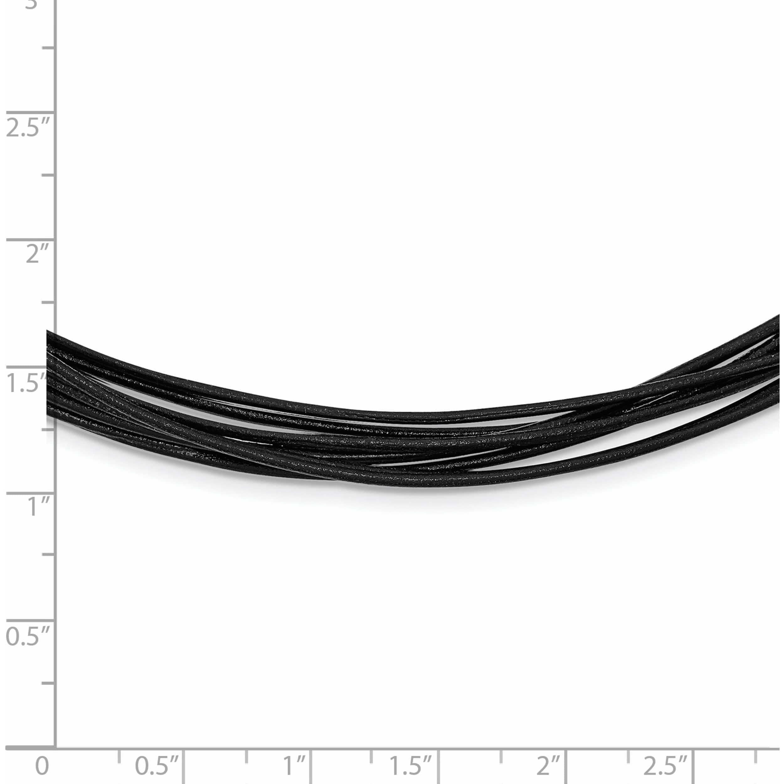 Sterling Silver Rhodium-Plated 16Inch Black Multi-Cord Leather Necklace (16 X 1) Made In Italy qk39-16