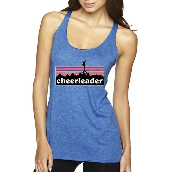 Wild Bobby Cheerleader Silhouette Girl Sports Women Tri-Blend Racerback Tank Top, Vintage Royal, Medium