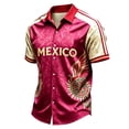 thumbnail image 2 of Zimjoy Mexico Soccer Jersey Shirt for Men 2026 World Soccer Game National Team 2D Graphic Collared Short Sleeve Button Down Shirts Blue 3XL, 2 of 4