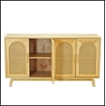 thumbnail image 5 of 59.84"Modern 4-Door Cabinet with Rattan Decorative Doors,for Bedroom,Living Room,Office,Easy Assembly, Natural, 5 of 10