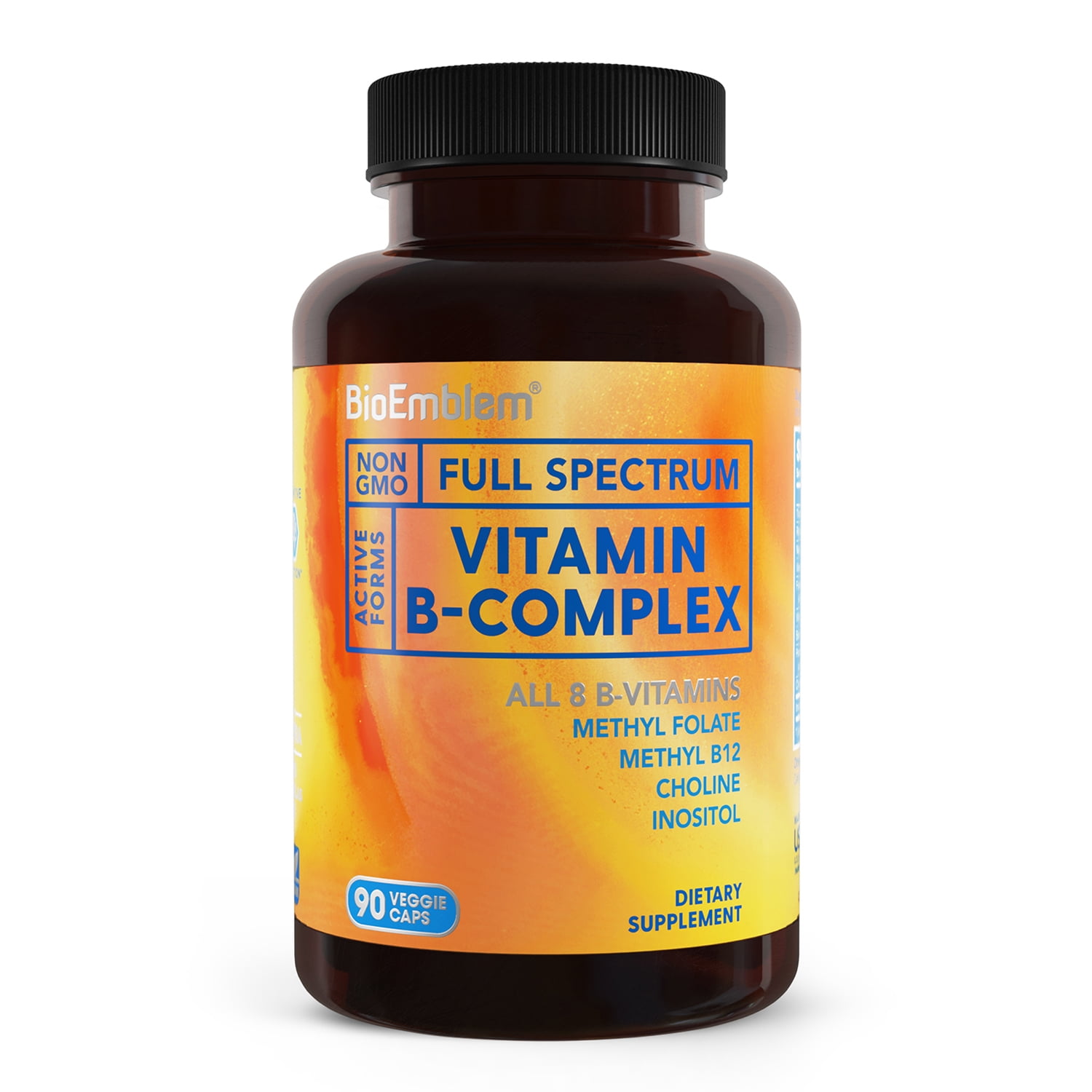 BioEmblem B-Complex & D3 K2 – Supports Energy, Metabolism, Brain & Heart Health – 90 Capsules
