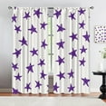thumbnail image 3 of Cartoon Star Graffiti Blackout Rod Pocket Curtains, Geometric Five-Pointed Star Room Darkening Window Drapes, Low Profile Luxury Comfort Window Treatments for Bedroom Living Room-W52xL84in, 3 of 6