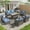 Denim Blue, variant on Ovios 8 Pieces Outdoor Patio Furniture Set with 42" Rattan Propane Fire Pit Table Wicker Outdoor Conversation Set with Gas Fire Pit & Ceramic Tabletop for Backyard