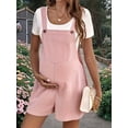 thumbnail image 5 of Women'S Summer Casual Bib Short Overalls Loose Linen Jumpsuit Beach Outfits Travel Vacation Clothes Pink S, 5 of 7