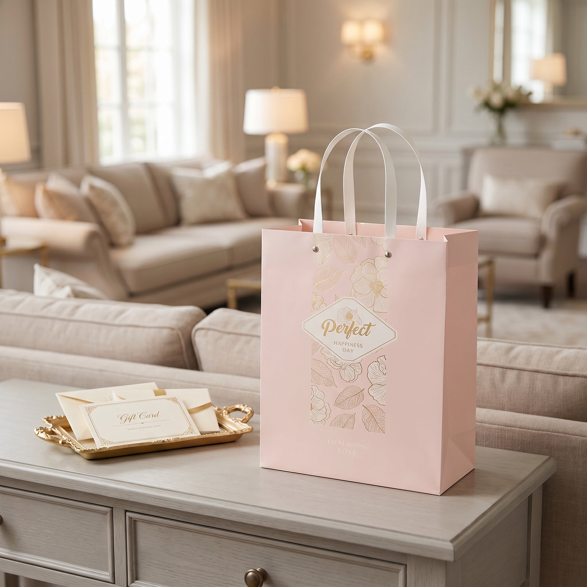 Unique Bargains Medium Gift Bags with Wide Flat Bottom for Occasions Pink 8.5"x 4.3" x 11"