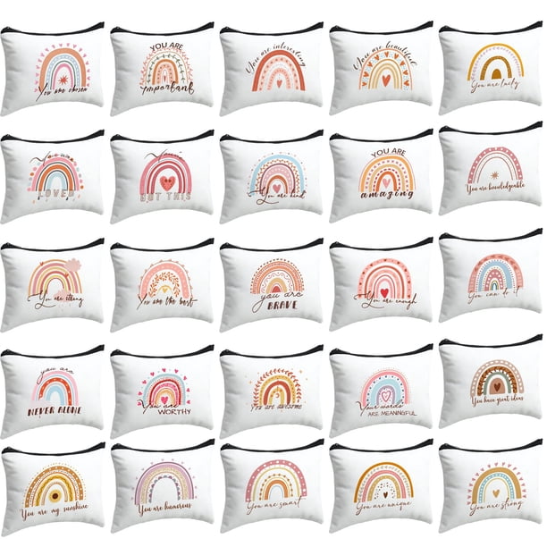 Bolsas de cosméticos Mumufy Rainbow, 50 unidades, de lona, impermeables, para mujer