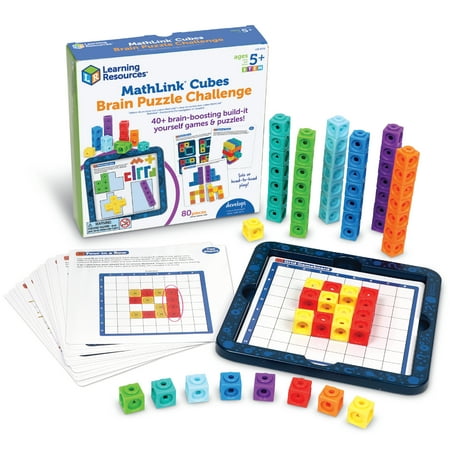 Learning Resources Mathlink Cubes Brain Puzzle Challenge - 80 pieces, STEM Games for Boys and Girls Ages 5+