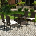 thumbnail image 1 of Costway 5 PCS Patio Rattan Dining Set Glass Table High Back Chair Garden Deck Mix Brown, 1 of 9