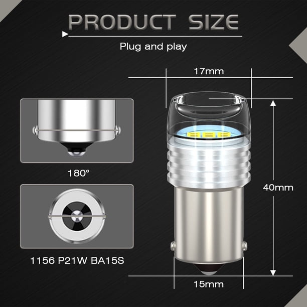 NGOUCIG Strobe LED Luz De Marcha Atrás Freno 1156 BA15S 1157 BAY15D 12V P21W P21/5W Indicadora De Giro Parada De Cola De Estacionamiento Antiniebla De Motocicleta Coche huangjie unisex