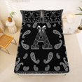 thumbnail image 5 of jejeloiu Chic Paisley Queen Sheets For Men Women,Initial Letter A Queen Sheet Sets,Black White,4-Piece,1 Flat Sheet, 1 Fitted Sheet and 2 Pillowcases, 5 of 6