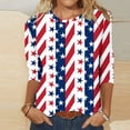 thumbnail image 2 of LYXSSBYX 4th of July Outfits for Women Women's Fashion Printed T-Shirt 3/4 Sleeves Blouse Round Neck Casual Tops, 2 of 5