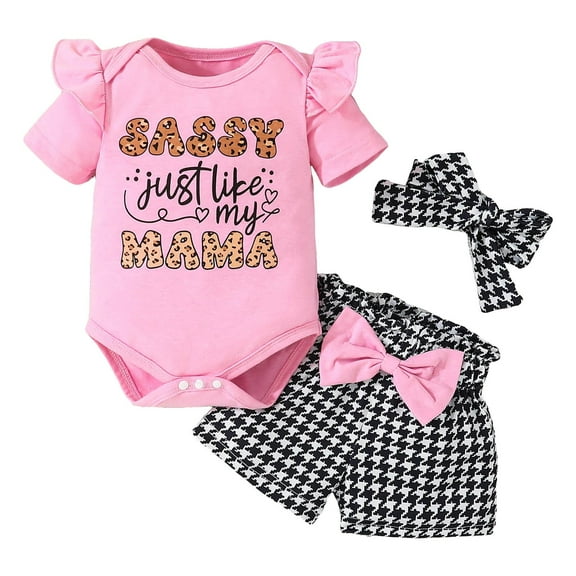 Staki Newborn Baby Girl Clothes Newborn Baby Girl Summer Outfits Cute Ruffle Sleeveless Romper Bodysuit Jumpsuit Tops Shorts Set 0-3M,6M,9M,12M,18M(Pink,3-6 Months)