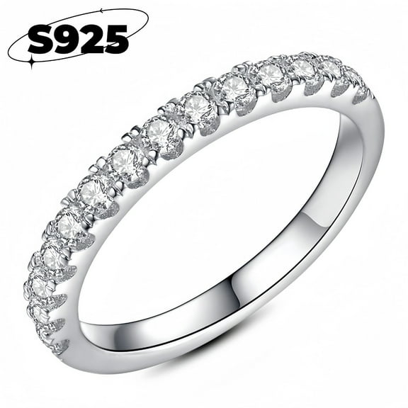 Z.LP S925 Silver Ring with Moissanite, 18K White Gold Plated,Size: 7
