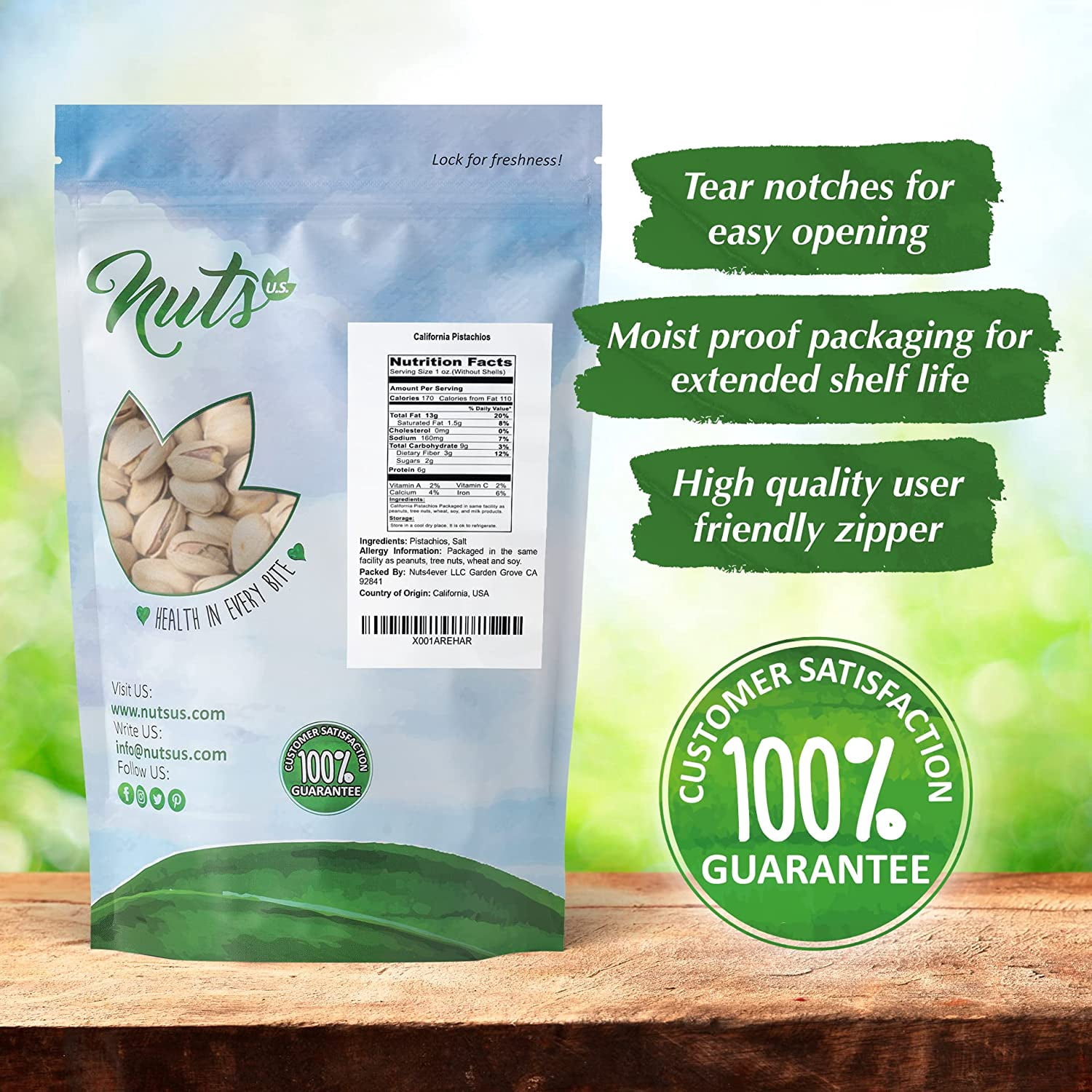 Pistachios, California Roasted Salted 2 Pounds Bulk Bag inshell