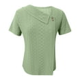 thumbnail image 4 of Scyoekwg Short Sleeve Shirts for Women Casual Comfy V-Neck Button Eyelet Shirts Summer Ladies Tops Solid Color Loose Blouses (Mint Green,M), 4 of 5