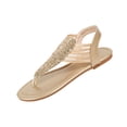 thumbnail image 2 of ssuyfkrb Gold Sandals,Comfortable Sandals for Women,Womens Sandals,Open Toe,Sequin,Flat Heel,Casual,Gold,2XL, 2 of 9