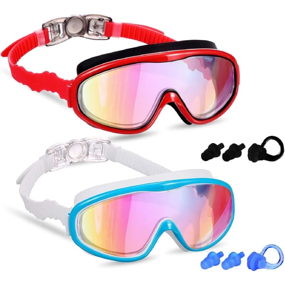 2 Pack Kids Swim Goggles, Swimming Glasses for Children from 3 to 15 Years Old