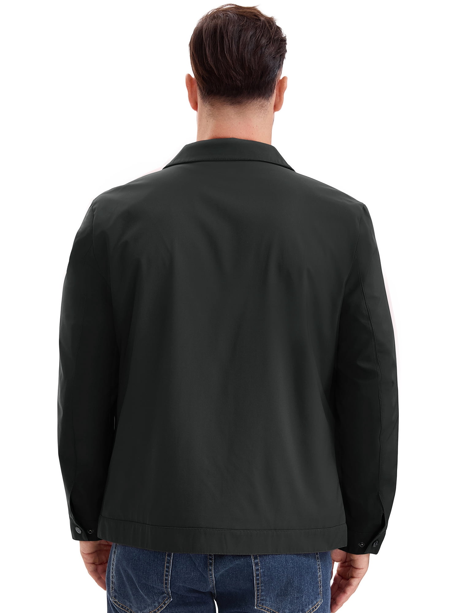 DARING DIVA Men's Long Sleeve Full Zip Up Lapel Solid Lined Jacket L Black
