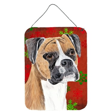 Carolines Treasures SC9430DS1216 Boxer Red and Green Snowflakes Holiday Christmas Wall or Door Hanging Prints 12WX16H