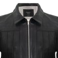 thumbnail image 4 of Mens Pleated Leather Harrington Jacket-Stalbridge in Black, 4 of 4