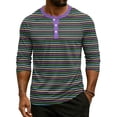 thumbnail image 3 of Hearthz Summer Henley Shirts for Men Striped Raglan 3/4 Sleeve Jersey Baseball T-Shirts Sport Athletic Big and Tall Cotton T Shirts for Men, 3 of 8
