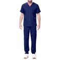thumbnail image 5 of Fgvctg Mens Scrubs Plus Size Jogger Scrubs Stretchy V Neck Scrub Tops and Pants Nurse Uniforms Medical Scrub Sets with Pockets Navy 2XL, 5 of 5