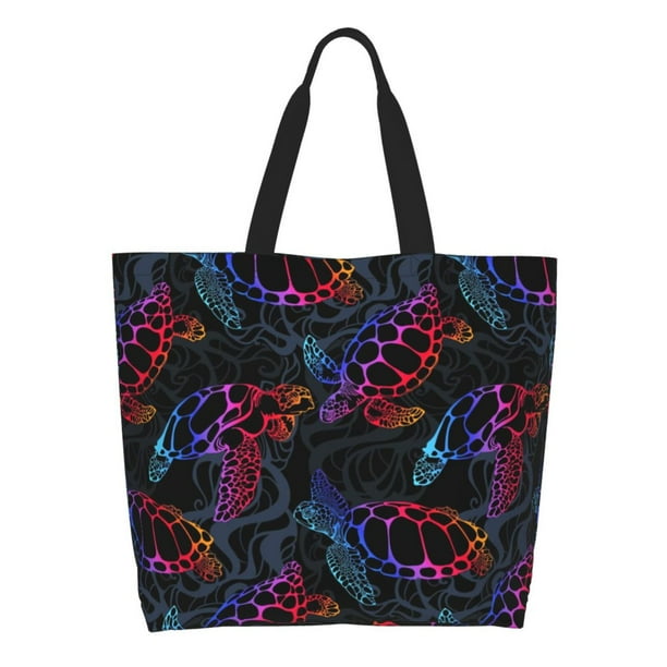 Fotbe Sea Turtle Bolsa Tote Estética de Lona con Estampado para Mujer - Bolsa Reutilizable de Hombro Casual para Vacaciones, Compras, Trabajo y Gimnasio