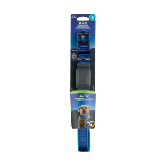 Nite Ize NiteDog Rechargeable LED Collar, Blue/Blue, Small