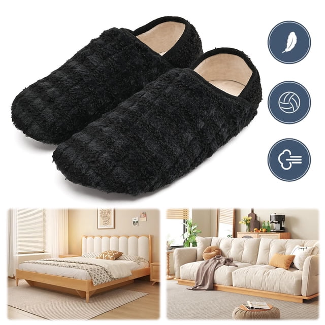 Pantuflas interior para casa calcetines zapatos mocasines con espalda cerrada forro polar peluche mujer (42-43) y amarillo