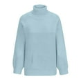thumbnail image 5 of HAPIMO Women's Long Sleeve Sweater Casual Turtleneck Chunky Knit Loose Oversized Pullover Winter Solid Jumper Tops Teen Girls Clothes Sky Blue S, 5 of 6