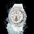 thumbnail image 4 of Reloj de cuarzo transparente hexagonal para hombre con caja calada, impermeable, estilo casual y de negocios, reloj de pulsera analógico automático para uso diario y fiestas, 4 of 9