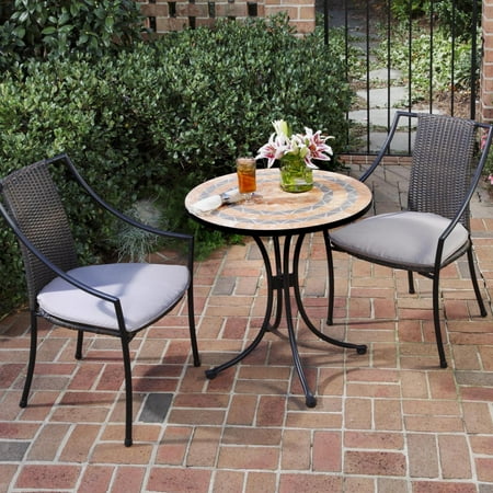 Terra Cotta 3PC Tile Top Bistro Set