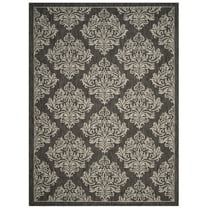 SAFAVIEH Courtyard Joetta Geometric Indoor/Outdoor Area Rug, Black/Light Grey, 5'3" x 7'7"