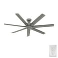 thumbnail image 3 of Hunter 60 inch Outdoor or Indoor Ceiling Fan without Light - Ceiling Fan with Wall Control, For Patio, Garage, or Porch, Quiet, Standard Mount, 7 Blades - Downtown 51589, Matte Silver, 3 of 17