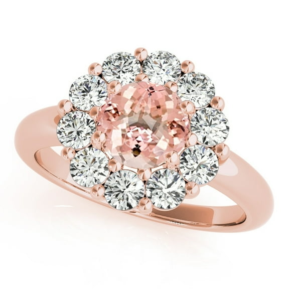 Aonejewelry 1.90Ct. Halo Morganite and Diamond Engagement Wedding Ring In 10K Rose Gold