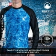 thumbnail image 2 of Aqua Design Rash Guard Men Long Sleeve Thumb Hole UPF 50+ Rashguard Swim Shirts: Royal Ripple/Black size X-Small, 2 of 6