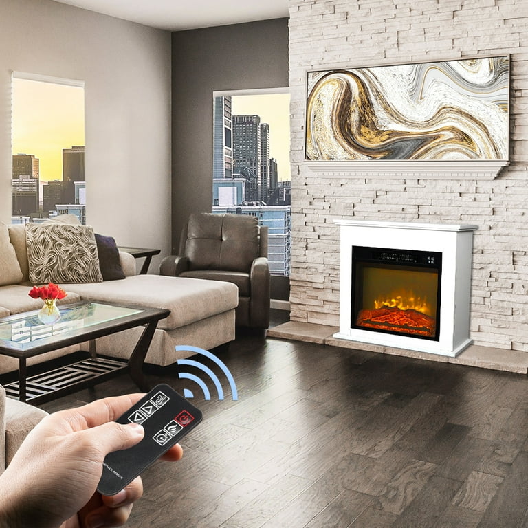 Electric Fireplace for Indoor Use, 18 Insert Fireplace with Cabinet,  Remote Control with Timer, Adjustable Thermostat, 1400W Fireplace Stove for  Living Room, Bedroom, Kitchen, White u0026 Black, D5355 - Walmart.com