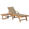 thumbnail image 1 of vidaXL Sun Lounger with Table and Cushion Solid Teak Wood, 1 of 5
