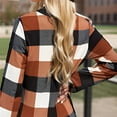 thumbnail image 6 of Weardear Womens V Neck Basic Plaid Print Cotton Cuffed Shirts Long Sleeve Work Tops Blouses S-5XL, 6 of 6