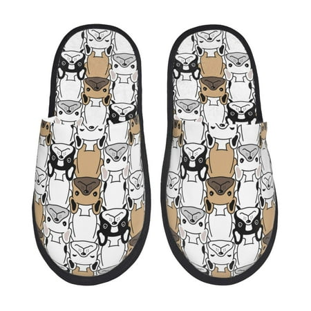 

Sikiie French Bulldog 2 Fuzzy Slip-on Slippers Warm Cozy Soft Lightweight Memory Foam Indoor House ShoesMedium